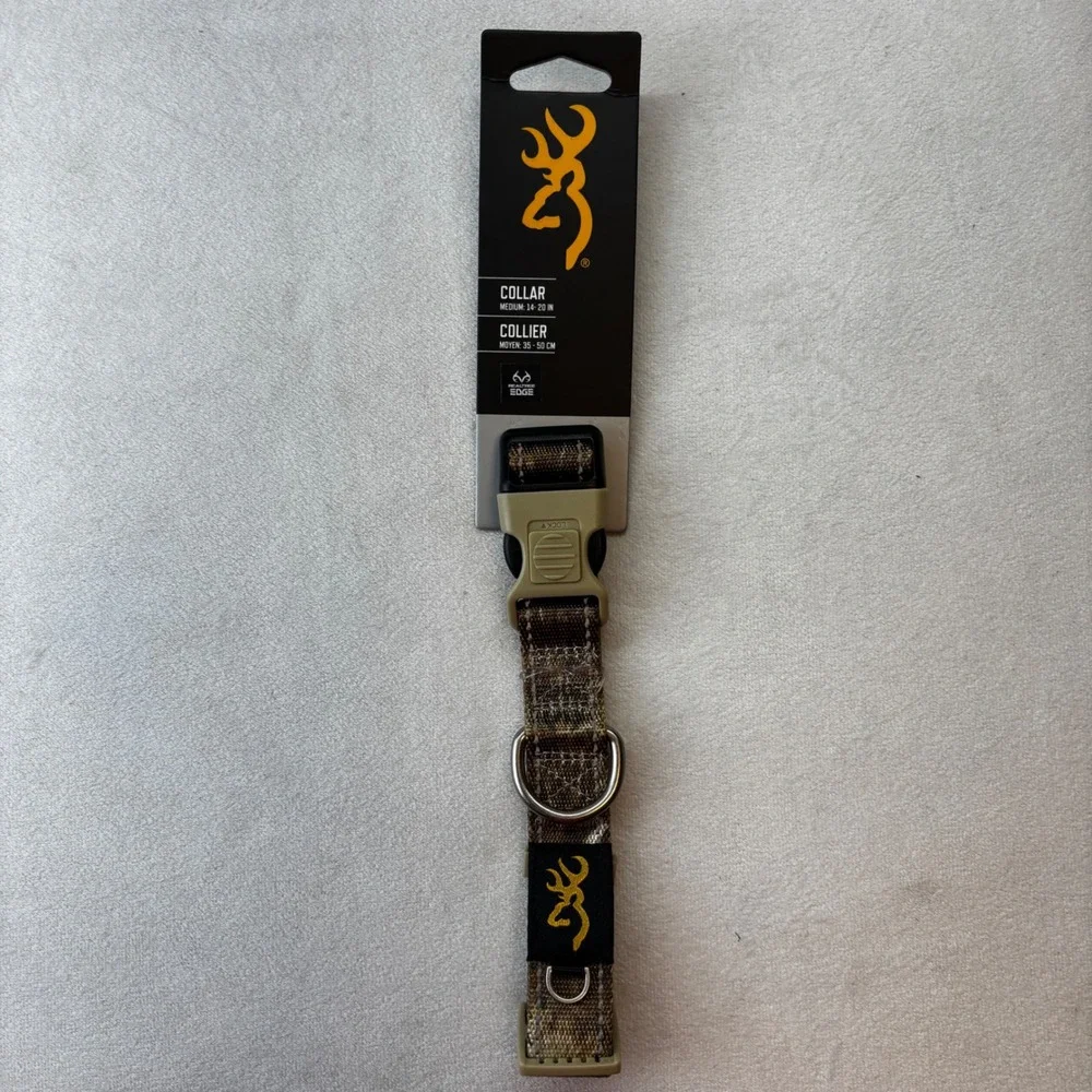 Browning Dog Collar Pet Medium Camo Realtree Edge Reflective Locking Buckle New